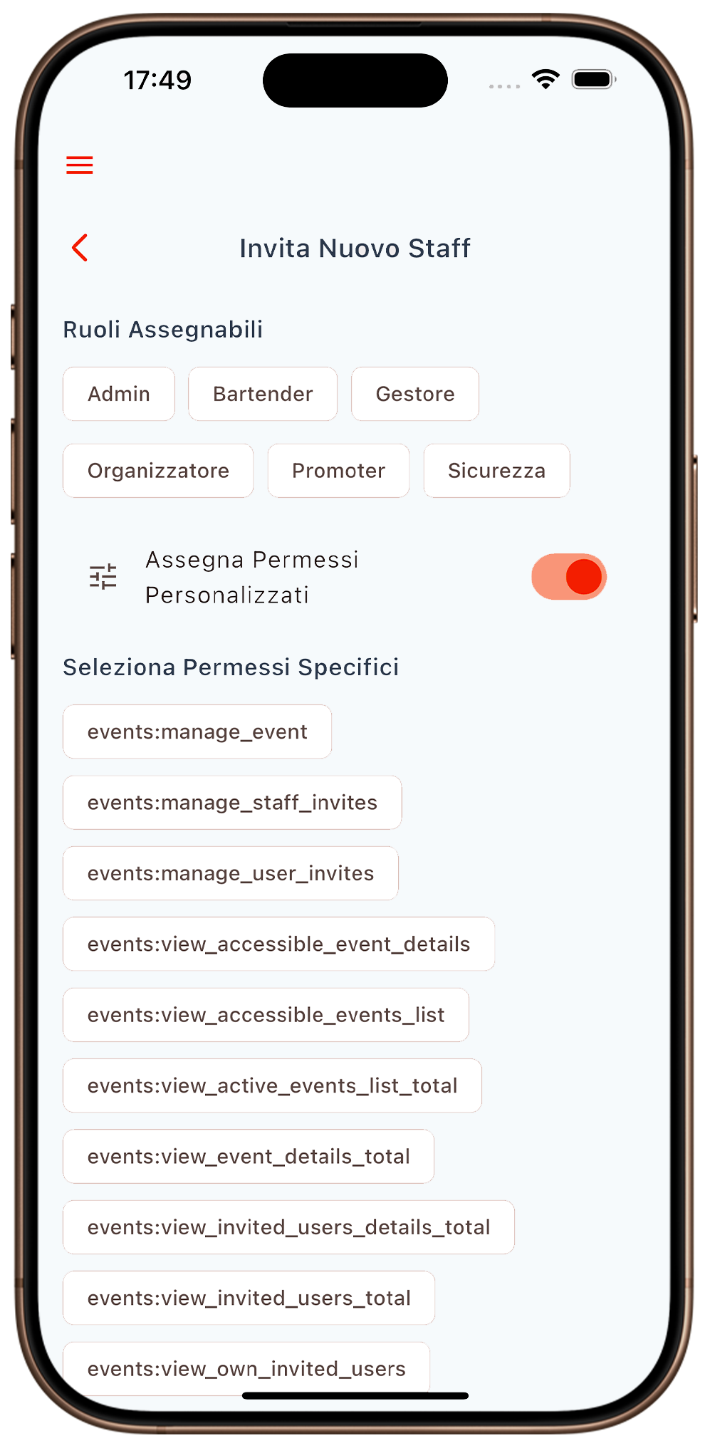 Gestione Staff e Permessi